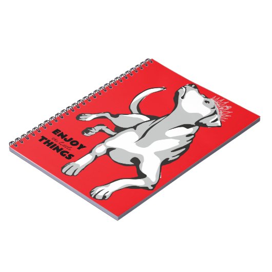 Libreta con imagen de perro blanco con fondo rojo ノートブック (左側)