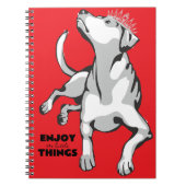 Libreta con imagen de perro blanco con fondo rojo ノートブック (正面)