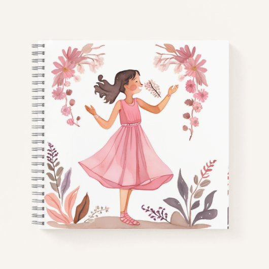 Libreta de chica en vestido rosa ノートブック (正面)
