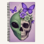 Libreta de dibujo con alien, calavera y mariposa – ノートブック (正面)