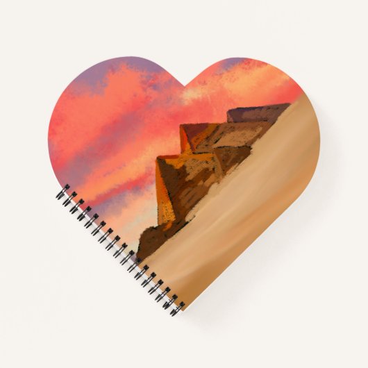 Libreta espiral corazón  paisaje pirámides egipto ノートブック (正面)