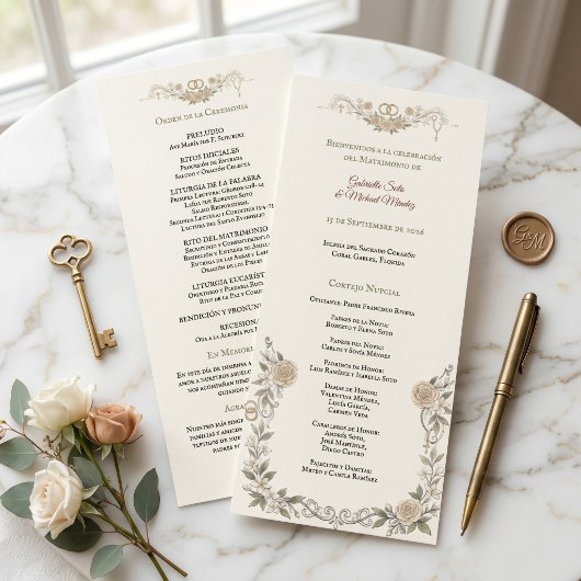 Libreto de Misa Católica Elegante Programa de Boda プログラム