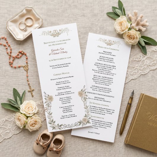 Libreto de Misa Católica Elegante Programa de Boda プログラム