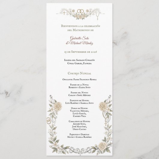 Libreto de Misa Católica Elegante Programa de Boda プログラム (正面)
