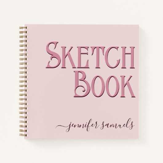 Libro de bocetos rosa letra 3D con nombre artista  ノートブック (正面)