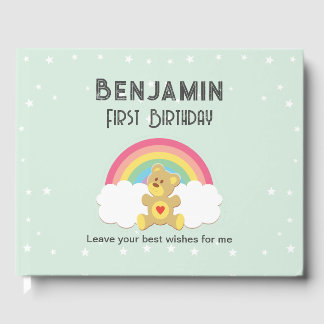 Libro de firmas osito arco iris. ゲストブック