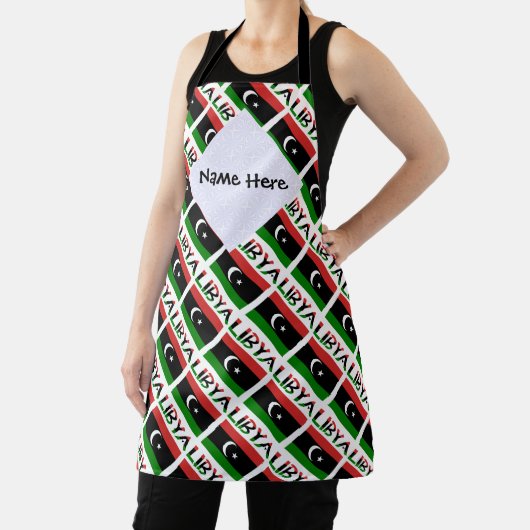 Libya and Libyan Flag Tiled with Your Name エプロン (インサイチュ)