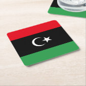 Libya Flag スクエアペーパーコースター (アングル)