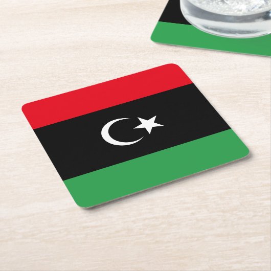 Libya Flag スクエアペーパーコースター