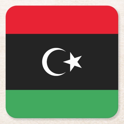 Libya Flag スクエアペーパーコースター (正面)