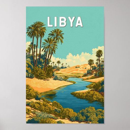 Libya Illustration Travel Art Vintage ポスター (正面)