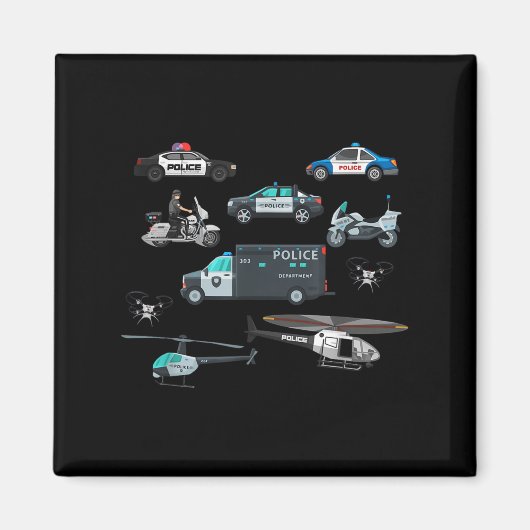 Lice Vehicles Cop Helicopter Toddlers Kids Women M マグネット (正面)