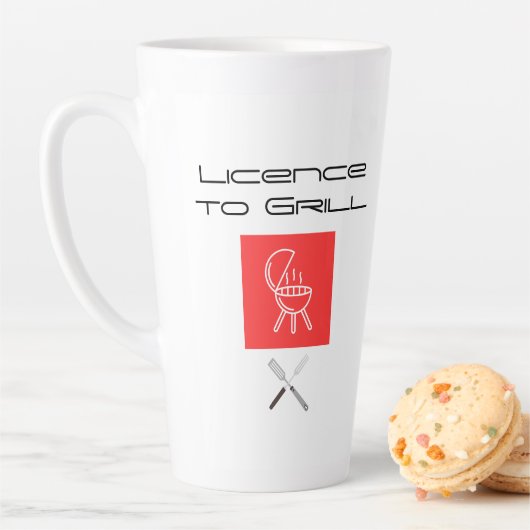 Licence to Grill Funny BBQ  – Father’s Day Gift カフェラテマグ (インサイチュ)