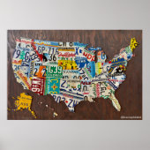 License Plate Map large wall poster ポスター (正面)