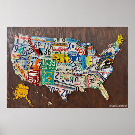 License Plate Map large wall poster ポスター