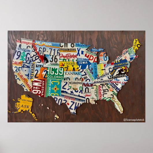 License Plate Map large wall poster ポスター (正面)
