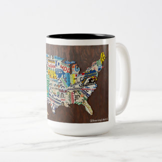 License Plate Map two-tone 15oz mug ツートーンマグカップ