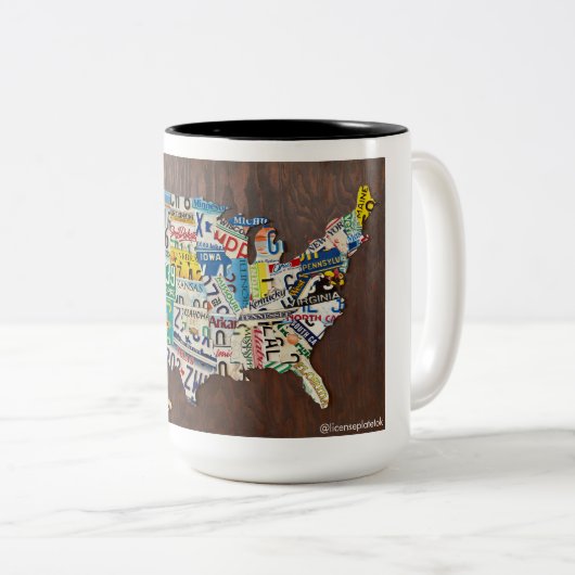 License Plate Map two-tone 15oz mug ツートーンマグカップ (正面右)
