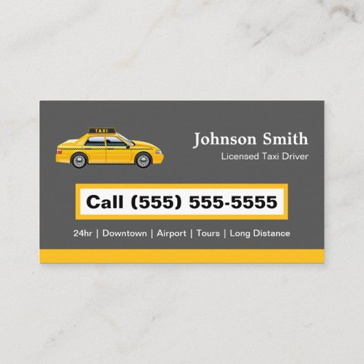 Licensed Cap Driver Chauffeur – イエロータクシー 名刺 (裏面)