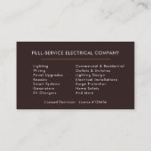Licensed Electrician Modern Electric Company 名刺 (裏面)