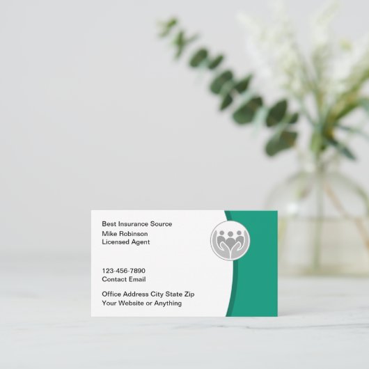 Licensed Insurance Agent Modern Business Cards 名刺 (スタンド正面)