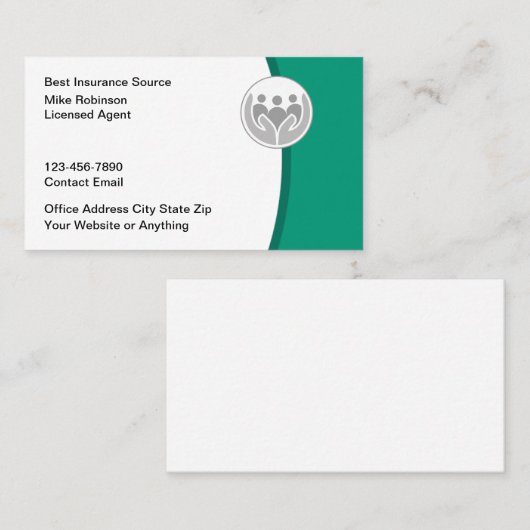 Licensed Insurance Agent Modern Business Cards 名刺 (正面/裏面)