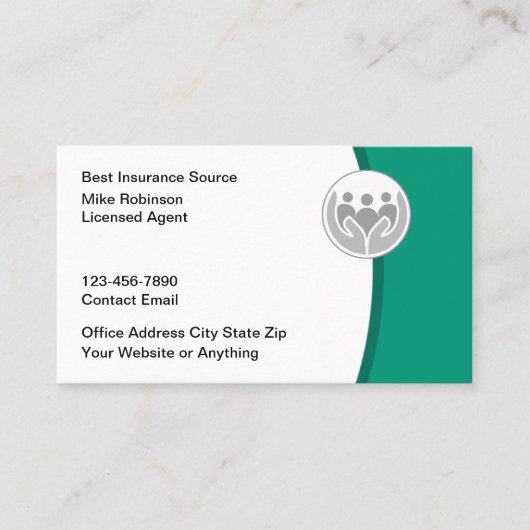 Licensed Insurance Agent Modern Business Cards 名刺 (正面)