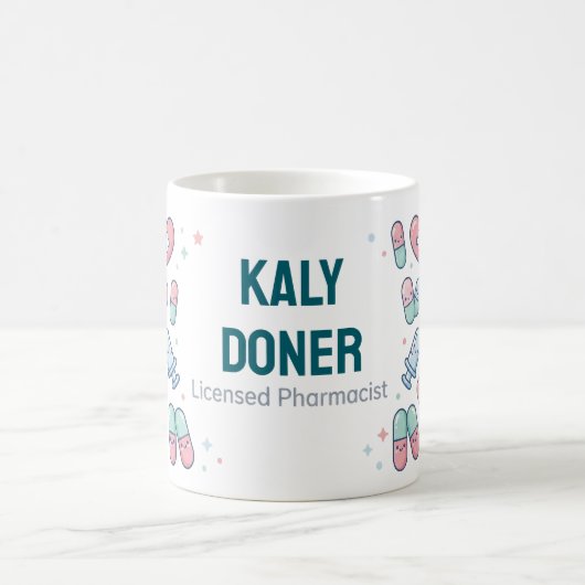 Licensed Pharmacist Personalized Mug | Cute Pharma コーヒーマグカップ (中央)
