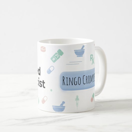 Licensed Pharmacist Personalized Mug | Modern ID B コーヒーマグカップ (正面右)