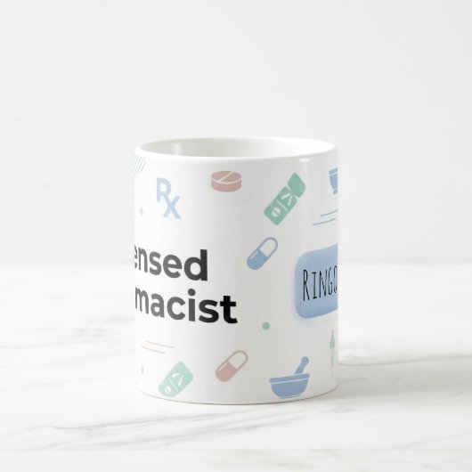 Licensed Pharmacist Personalized Mug | Modern ID B コーヒーマグカップ (中央)