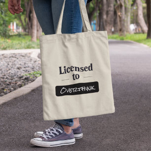 Licensed to Overthinkカスタマイズ可能タイポグラフィ トートバッグ