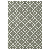 Lichen濃エレガントい緑と白のモロッコパターン クリップボード (裏面)