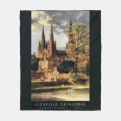 Lichfieldのカテドラルの眺め フリースブランケット (正面)
