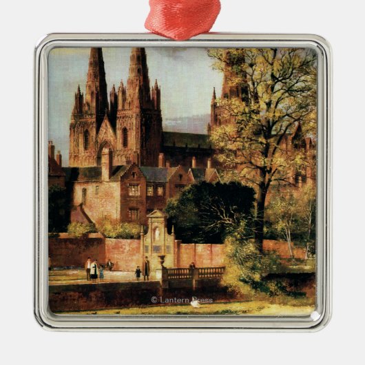 Lichfieldのカテドラルの眺め メタルオーナメント (正面)