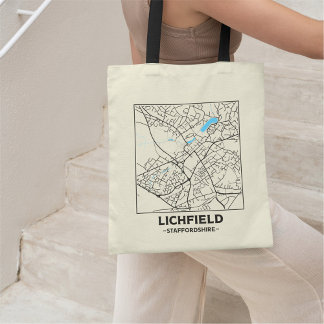 Lichfield, Staffordshire City Map Tote Bag トートバッグ