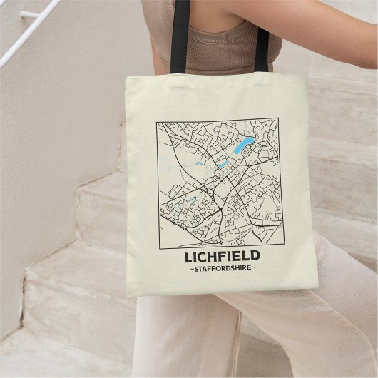 Lichfield, Staffordshire City Map Tote Bag トートバッグ