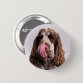 Licking Cocker Spaniel Pin Badge 缶バッジ (正面&裏面)