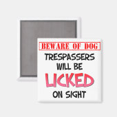 Licking Dog （白） 2インチ角磁石に注意 マグネット (正面/裏面)