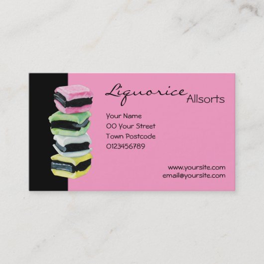 Licorice Allsorsピンクの名刺 名刺 (正面)