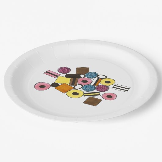 Licorice Allsortsあらゆる種類のLicoriceキャンディースイーツ ペーパープレート (アングル)