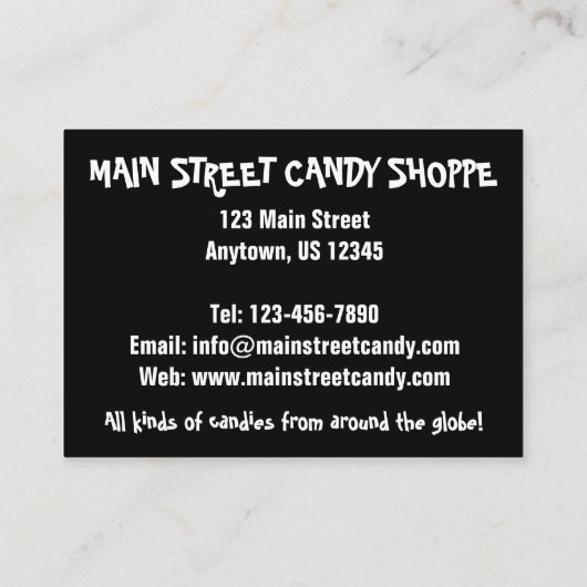 Licorice Allsortsキャンディースキャンディースショップスイーツグルメ 名刺 (裏面)