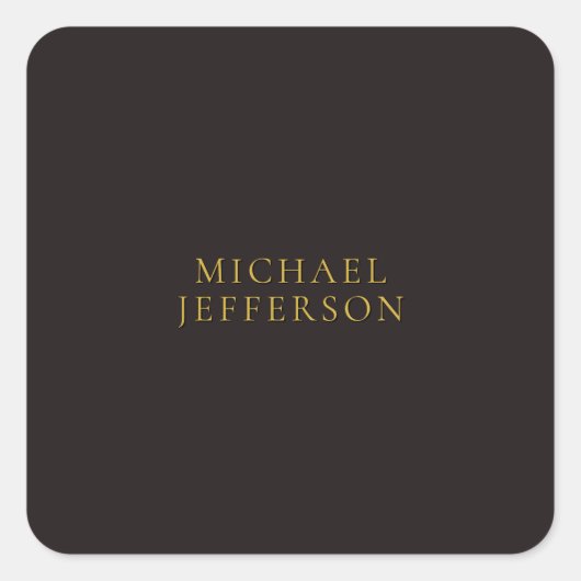 Licorice Black Gold Minimalist Plain Modern Name スクエアシール (正面)