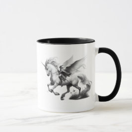 Licorne ailée majestueuse avec chevalier. マグカップ