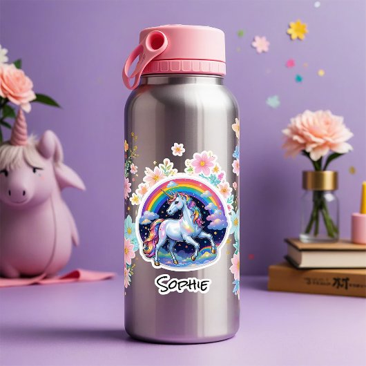 Licorne de tes rêves prénom arc-en-ciel étoiles シール