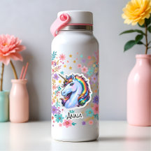 Licorne rêves prénom arc-en-ciel étoiles tête