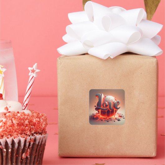 Liebe Aufkleber - Romantisches Lava Design スクエアシール (パーティー)