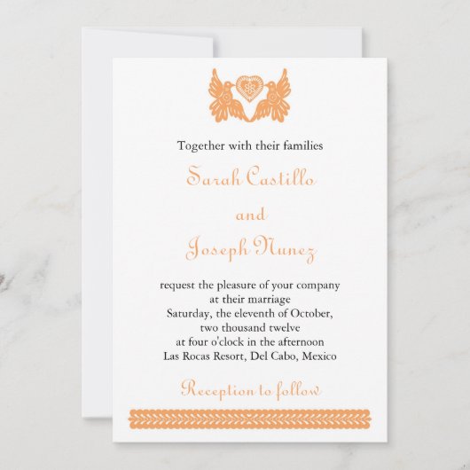 Liebe-Vögel Papel Picado Hochzeits-Einladung 招待状 (正面)