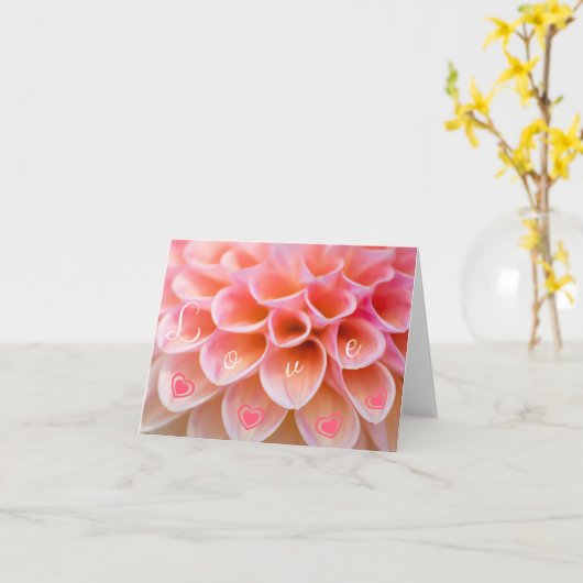 Liebesblume mit Herzen und Love! カード (黄色い花)