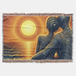 Liebespaar bei Sonnen Untergang am Meer スローブランケット