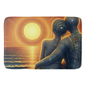 Liebespaar bei Sonnen Untergang am Meer バスマット (正面)
